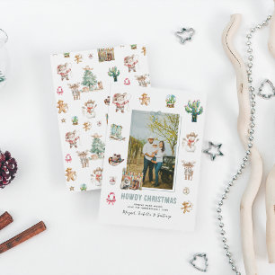 Howdy Christmas Fun Western Weihnachts-Foto Feiertagskarte