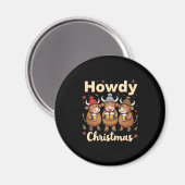 Howdy Christmas Funny Highland Cow Xmas Cows Lover Magnet (Vorderseite/Rückseite)