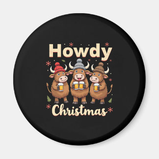 Howdy Christmas Funny Highland Cow Xmas Cows Lover Magnet