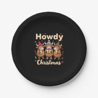 Howdy Christmas Funny Highland Cow Xmas Cows Lover Pappteller
