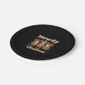 Howdy Christmas Funny Highland Cow Xmas Cows Lover Pappteller (Schrägansicht)