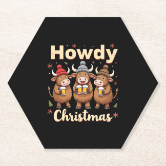 Howdy Christmas Funny Highland Cow Xmas Cows Lover Untersetzer