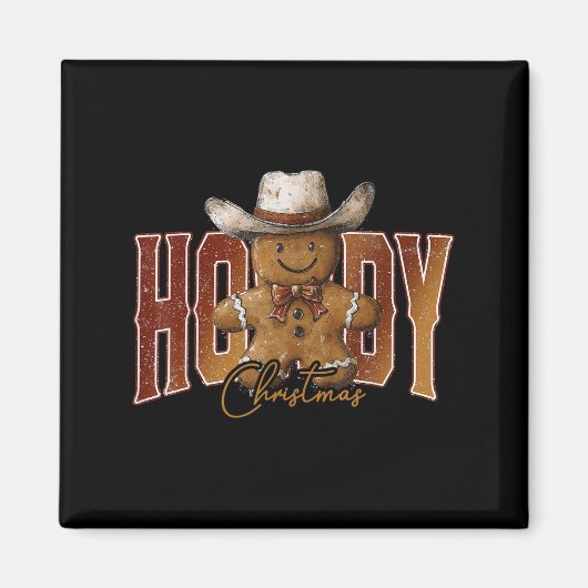 Howdy Christmas Gingerbread Man Cowboy Rodeo Weste Magnet (Vorne)