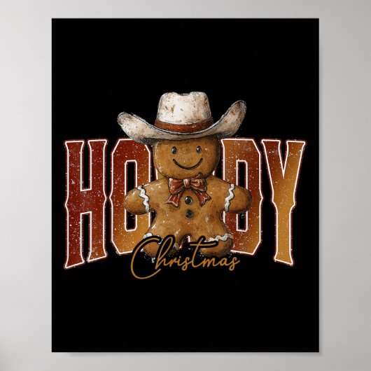 Howdy Christmas Gingerbread Man Cowboy Rodeo Weste Poster (Vorne)