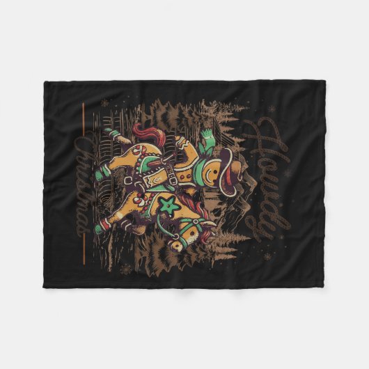 Howdy Christmas Gingerbrot Western Cowboy Xmas Ho Fleecedecke (Vorderseite (Horizontal))