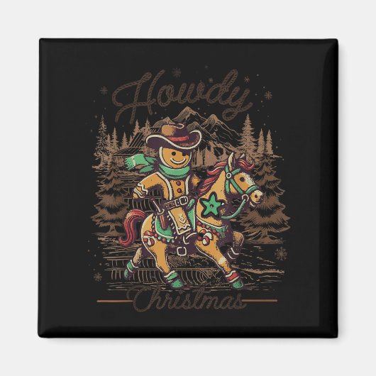 Howdy Christmas Gingerbrot Western Cowboy Xmas Ho Magnet (Vorne)