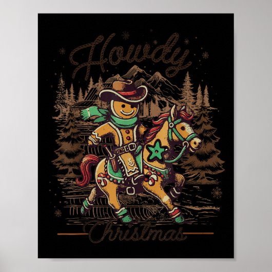 Howdy Christmas Gingerbrot Western Cowboy Xmas Ho Poster (Vorne)