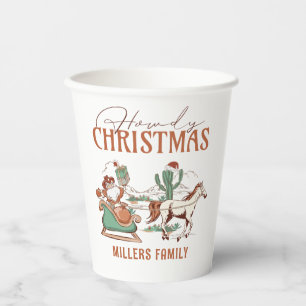 Howdy Christmas mit cooler Retro-Typografie Pappbecher
