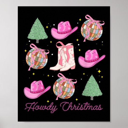 Howdy Christmas Nk Coquette Bow Xmas Tree Western Poster (Vorne)