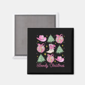 Howdy Christmas Pink Coquette Bow Xmas Tree Wester Magnet (Vorderseite/Rückseite)