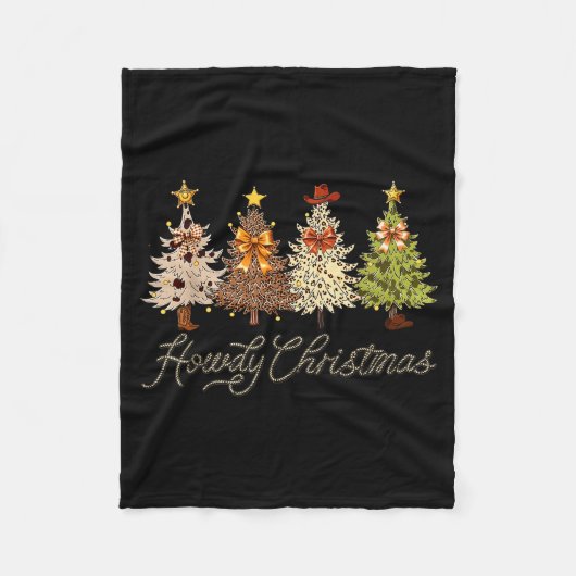 Howdy Christmas Tree Coquette Bow Western Cowboy C Fleecedecke (Vorderseite)