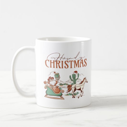 Howdy Christmas Typografie, Texas Symbol Graphics Kaffeetasse (Links)