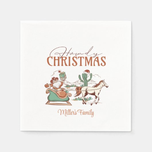 Howdy Christmas Typografie, Texas Symbol Graphics Serviette (Vorderseite)