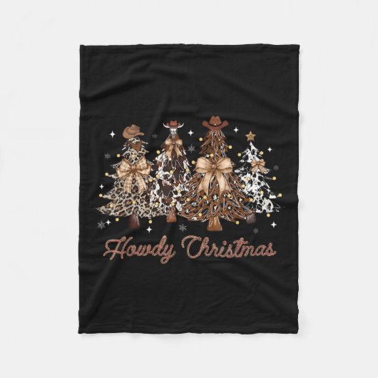 Howdy Christmas Weihnachten Tree Cowboy Western Co Fleecedecke (Vorderseite)