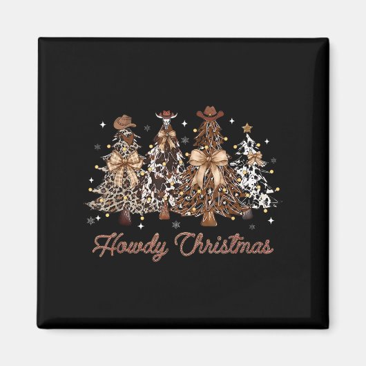 Howdy Christmas Weihnachten Tree Cowboy Western Co Magnet (Vorne)