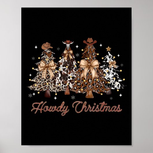 Howdy Christmas Weihnachten Tree Cowboy Western Co Poster (Vorne)