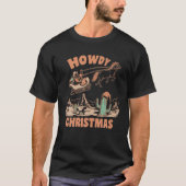 Howdy Christmas Weihnachtsmannmütze Retro Western T-Shirt (Vorderseite)