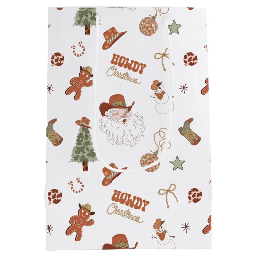 Howdy Christmas Western Cowboy Mittlere Geschenktüte (Rückseite)