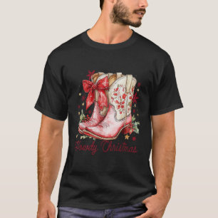 Howdy Christmas Western Cowgirl Coquette Bow Chris T-Shirt