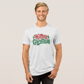Howdy Christmas Western Red Green Typografy Tri-Blend Shirt (Vorderseite voll)