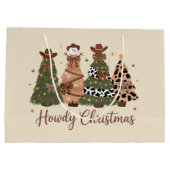 Howdy Christmas Western Retro Tree Cowboy Cowgirl Große Geschenktüte (Rückseite)