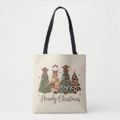 Howdy Christmas Western Retro Tree Cowboy Cowgirl Tasche (Vorderseite)