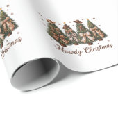 Howdy Christmas Western Xmas Tree Leopard Bow Geschenkpapier (Rolleneckpunkt)