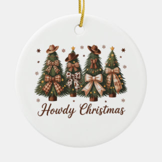 Howdy Christmas Western Xmas Tree Leopard Bow Keramik Ornament