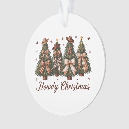 Howdy Christmas Western Xmas Tree Leopard Bow Ornament (Vorderseite)