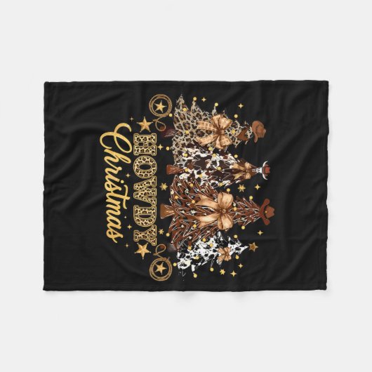 Howdy Christmas Xmas Tree Cowboy Western Coquette  Fleecedecke (Vorderseite (Horizontal))