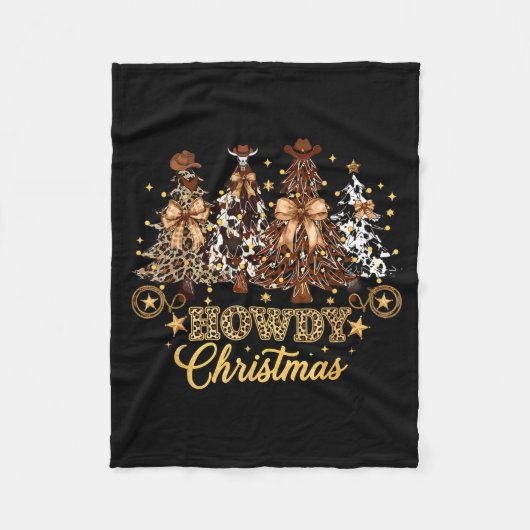 Howdy Christmas Xmas Tree Cowboy Western Coquette Fleecedecke (Vorderseite)