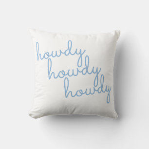 Howdy Coastal Cowgirl Vintage Blaue Schrift Kissen