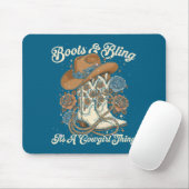 Howdy Country Rodeo Boots & Bling Its A Cowgir Mousepad (Mit Mouse)