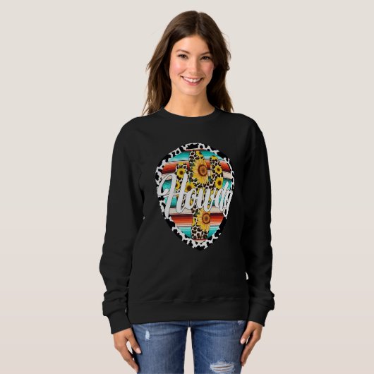 HOWDY  Cow Leopard Cactus Serape Cactus print Sunf Sweatshirt (Vorne ganz)