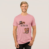 Howdy Cowboy Boots and Hat Tri-Blend Shirt (Vorderseite voll)
