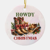Howdy Cowboy Boots Weihnachtsgebäck Party Keramik Ornament (Vorne)