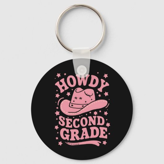 Howdy Cowboy Cowgirl zurück in die Schule Schlüsselanhänger (Vorderseite)