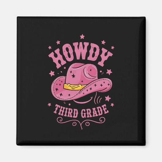Howdy Cowboy Cowgirl zurück zur Schule Magnet (Vorne)