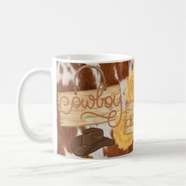 Howdy Cowboy Cowhide meinte personalisierte Mug Kaffeetasse