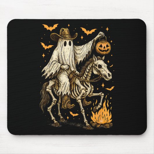 Howdy Cowboy Ghost Pumpkin Riding Skeleton Pferd H Mousepad (Vorne)