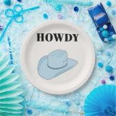 Howdy Cowboy Hat Baby Blue Pappteller (Party)
