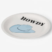 Howdy Cowboy Hat Baby Blue Pappteller (Schrägansicht)