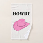 Howdy Cowboy Hat Pink Badhandtuch Set (Handtuch)