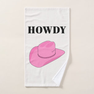 Howdy Cowboy Hat Pink Badhandtuch Set