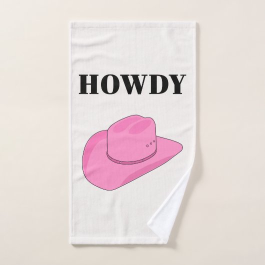 Howdy Cowboy Hat Pink Badhandtuch Set (Handtuch)