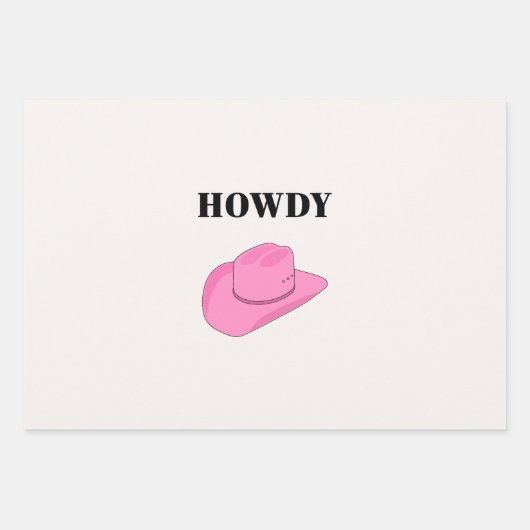 Howdy Cowboy Hat Pink Geschenkpapier Set (Vorderseite)