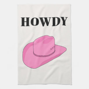 Howdy Cowboy Hat Pink Geschirrtuch