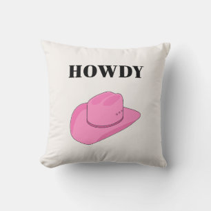 Howdy Cowboy Hat Pink Kissen
