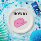 Howdy Cowboy Hat Pink Pappteller (Party)