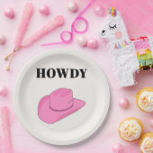 Howdy Cowboy Hat Pink Pappteller (Party)